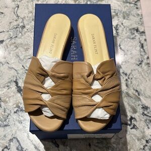 Sarah Flint camel Knotted Leather Slide Mules